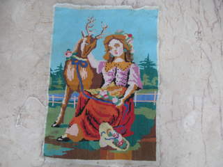 Гобеленовая картина "вышивка "Девушка с оленем""